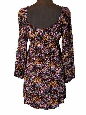 Roxy Floral Mini Dress Size M Boho Peasant Long Sleeve Cottagecore